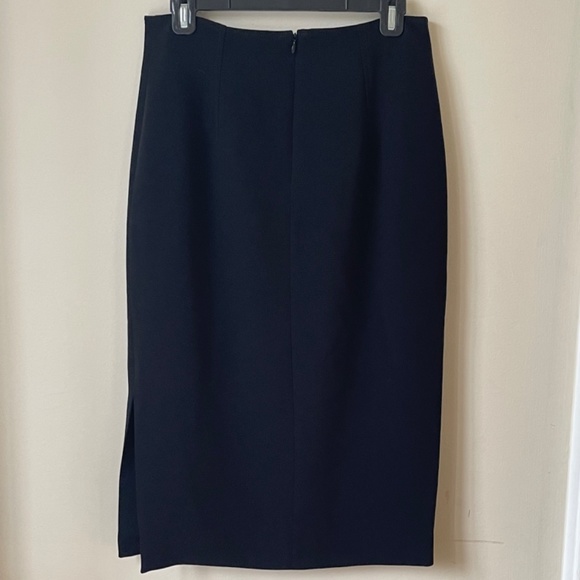 NWOT Black crepe midi pencil skirt with side slit - Picture 2 of 9